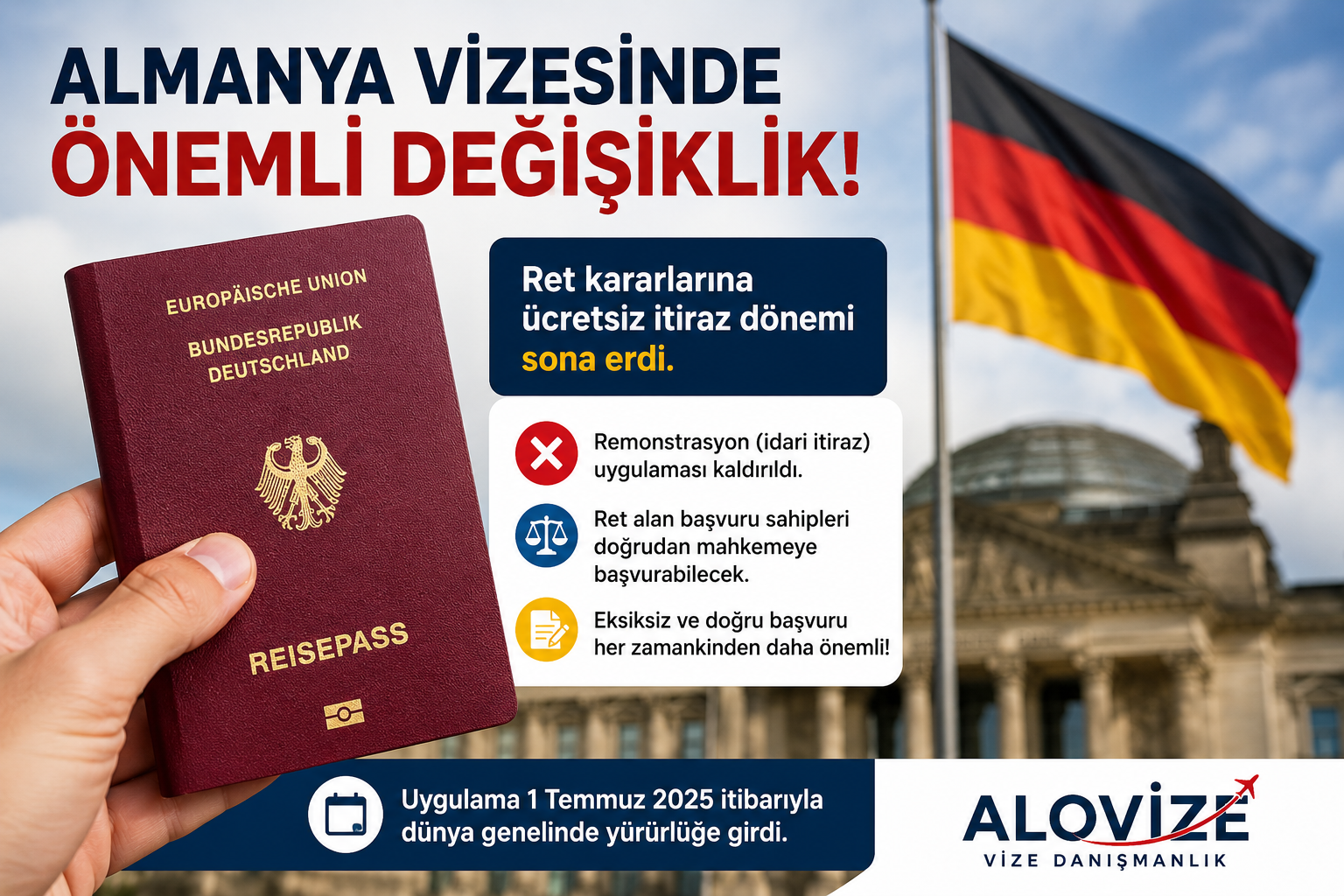 Almanya Vize Başvurularında Önemli Değişiklik: Ret Kararlarına İtiraz Süreci Artık Kaldırıldı